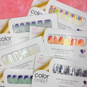 Color Street Green, Purple, Silver & Gold Glitter Nail Polish Strips